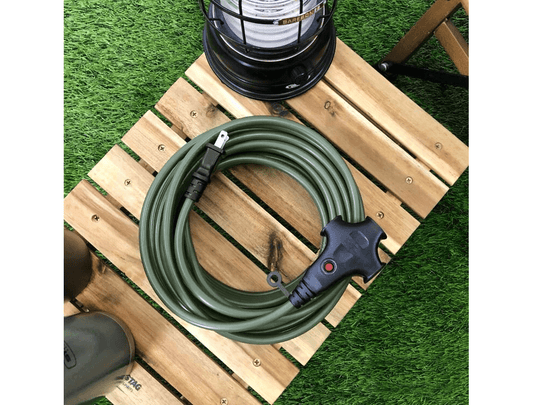 ADAM 戶外動力線/露營延長線 10米 軍綠/黑 ADPW-EC10M