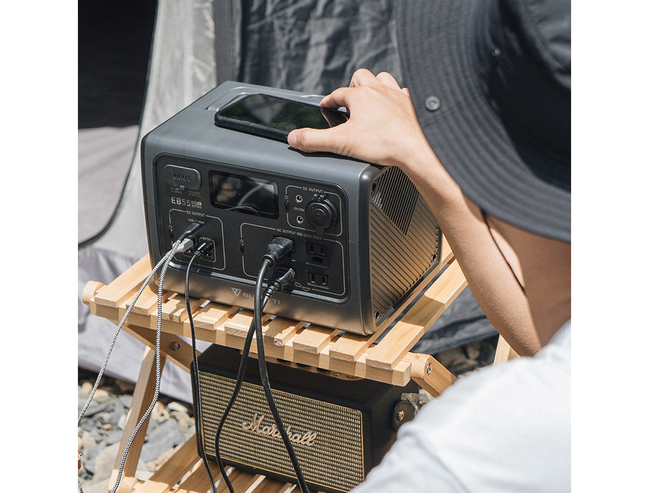【全套組】Bluetti 700W EB55 野獸級行動電站 主機+收納包+太陽能板