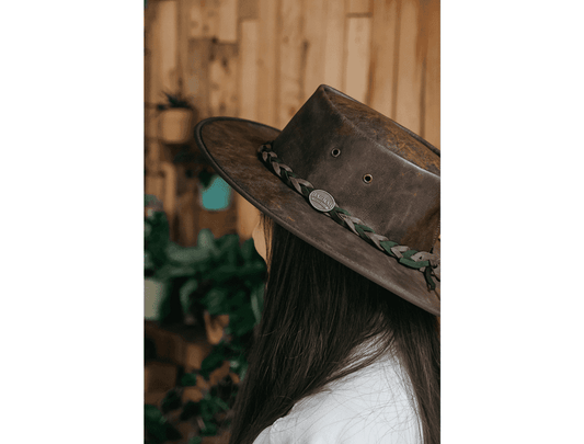 BARMAH HATS 1018VB 澳洲經典皮革牛仔帽/圓盤帽 復古棕