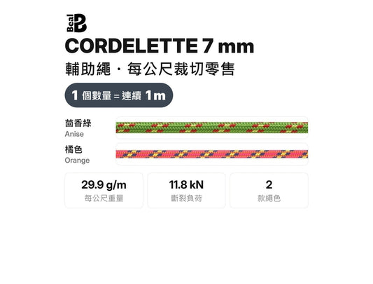 BEAL CORDELETTE 7 mm 輔助繩 裁切零售 mabuvalley