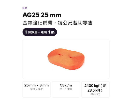BR 金絲扁帶 AG25 25mm 裁切零售 mabuvalley