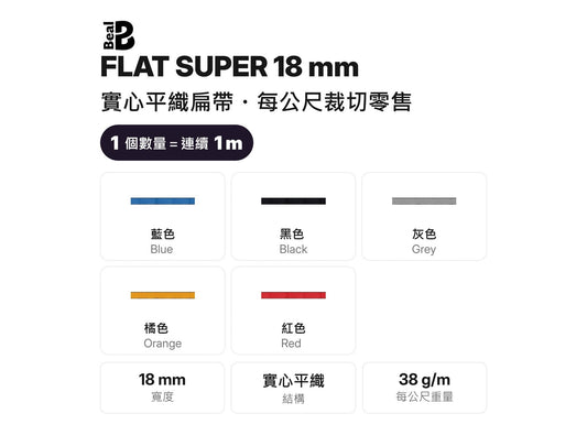 BEAL FLAT SUPER 18 mm 實心扁帶 裁切零售 mabuvalley