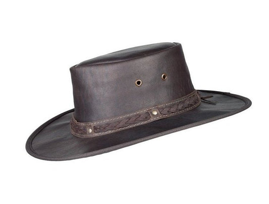 BARMAH HATS 1018CR 皮革牛仔帽/圓盤帽 深棕色 BARMAH HATS