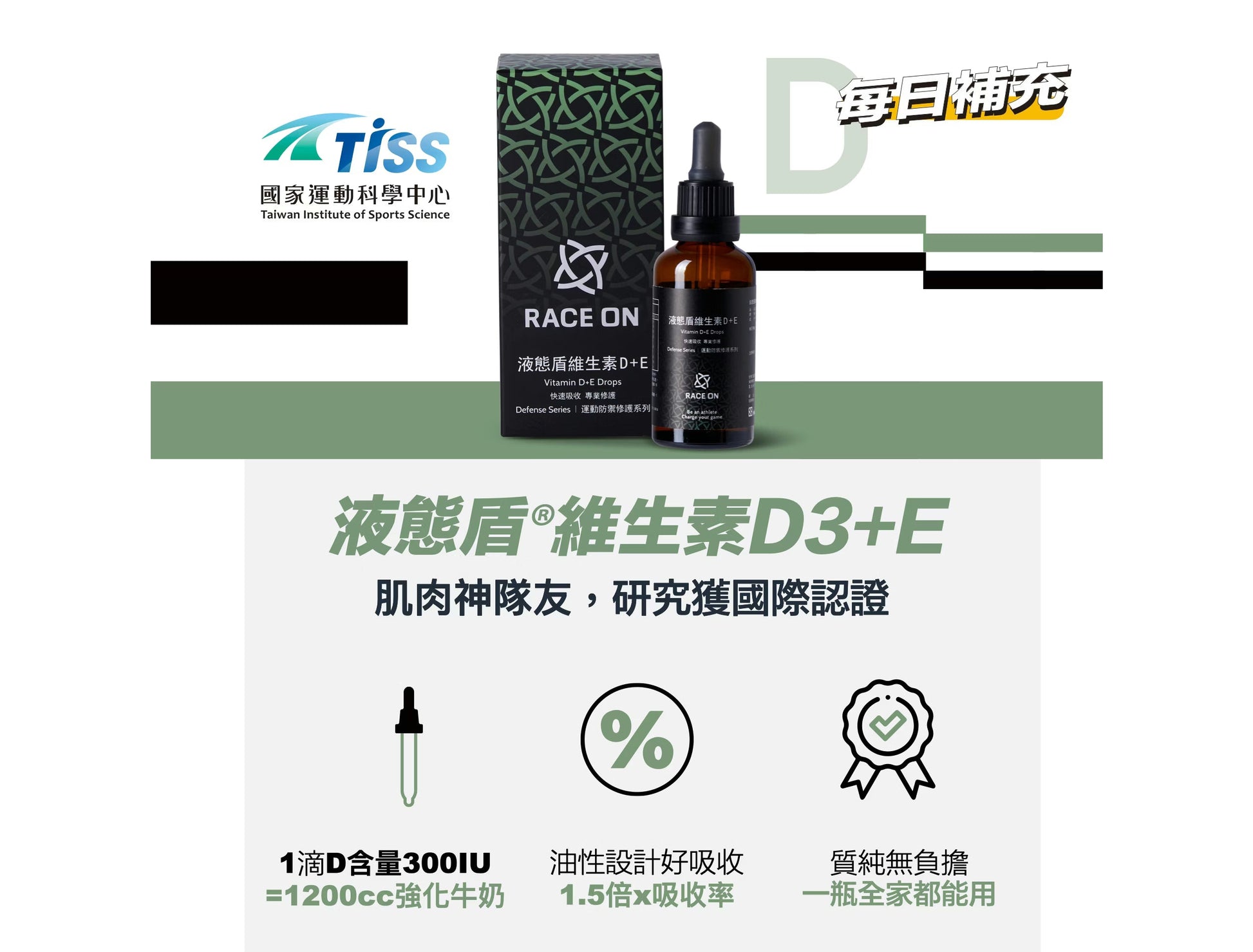 【黃金吸收率組】鋭速 RACE ON 雙螯合固鎂鈣+液態盾維生素D3+E mabuvalley