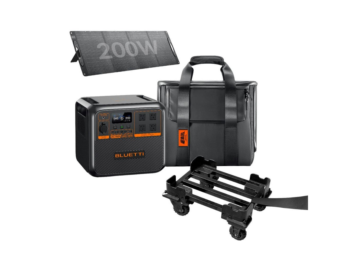 [全套組] BLUETTI 1800W 電吉拉行動電站 + Rocket 200W 太陽能充電板 + 電吉拉防撞收納包 + 電吉拉專屬移動推車