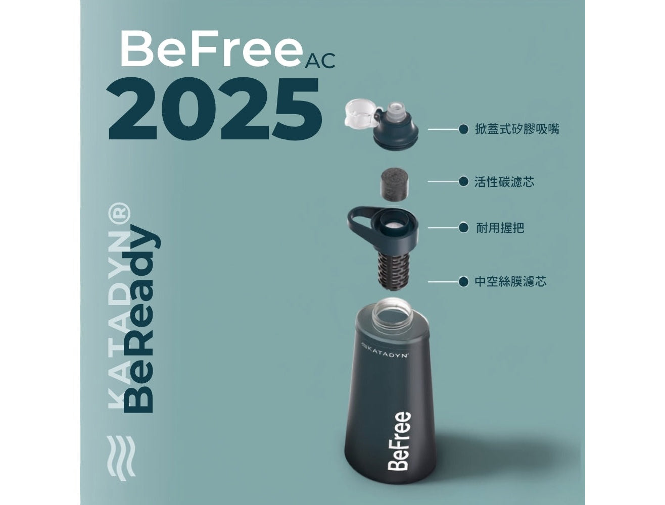 KATADYN 淨水設備 BeFree AC 個人隨身濾水器 0.5L 岩石藍 BeFree AC Filter 0.5L Slate Blue mabuvalley