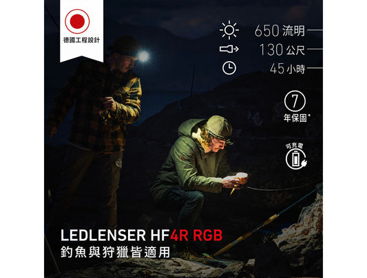LEDLENSER HF4R RGB 充電式頭燈 | 雙電源、三色輔助燈