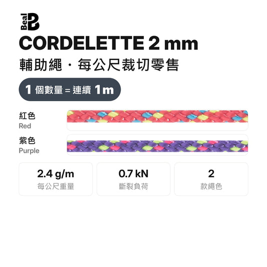 BEAL CORDELETTES 2 mm 輔助繩 裁切零售