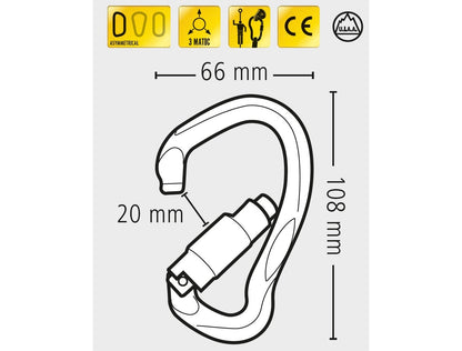 BEAL BE LINK 3-MATIC 鋁合金D型三段自動上鎖鉤環