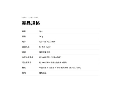 KATADYN 淨水設備 BeFree AC 個人隨身濾水器 1.0L 岩石藍 BeFree AC Filter 1.0L Slate Blue mabuvalley