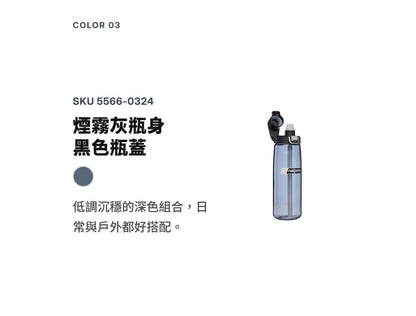 Nalgene水壼 Straw Bottle 吸管水壼 650ml 煙霧灰/黑蓋