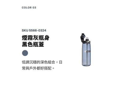 Nalgene水壼 Straw Bottle 吸管水壼 650ml 煙霧灰/黑蓋